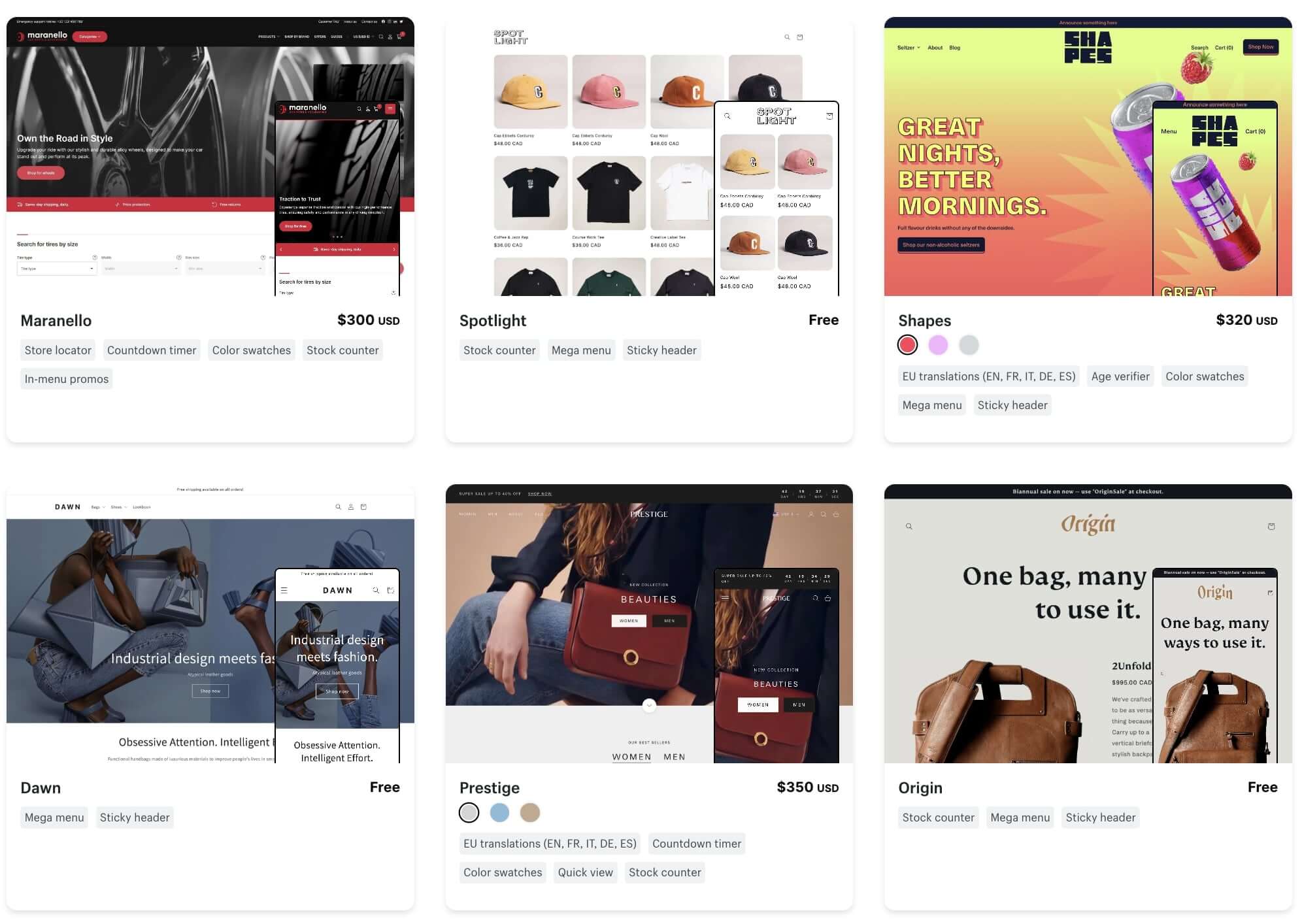 plantillas Shopify ejemplos