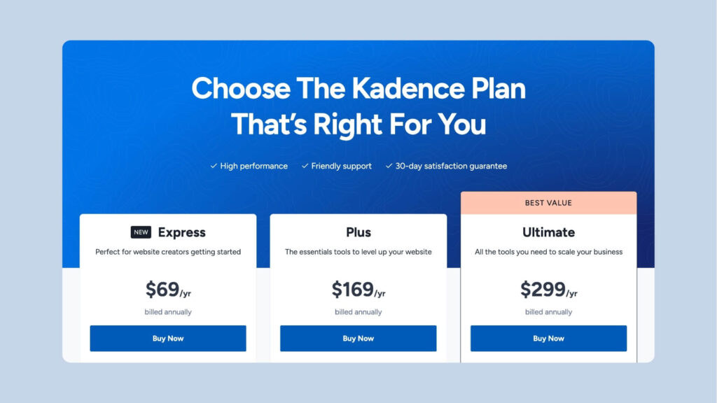 Precios Kadence Theme