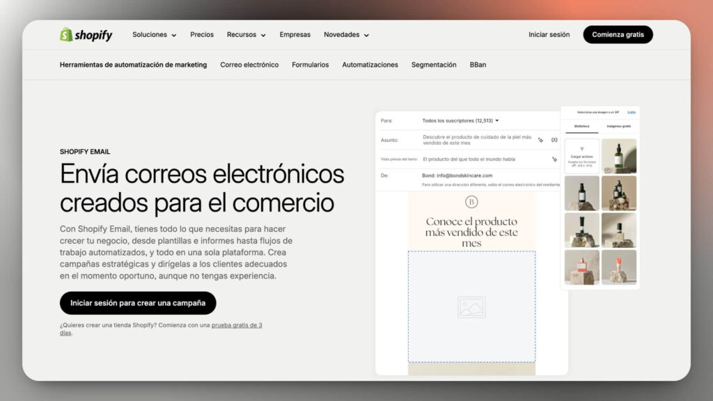 Shopify email app español