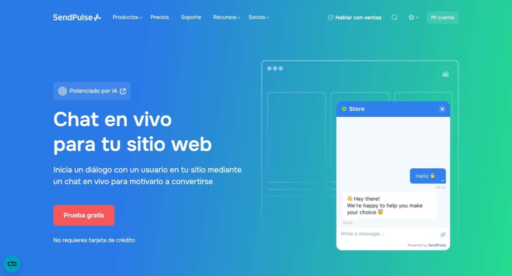 SendPulse Chat en vivo