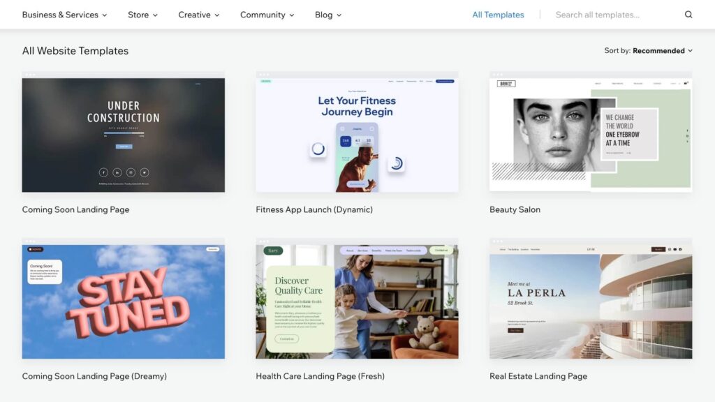 Wix free website and ecommerce templates
