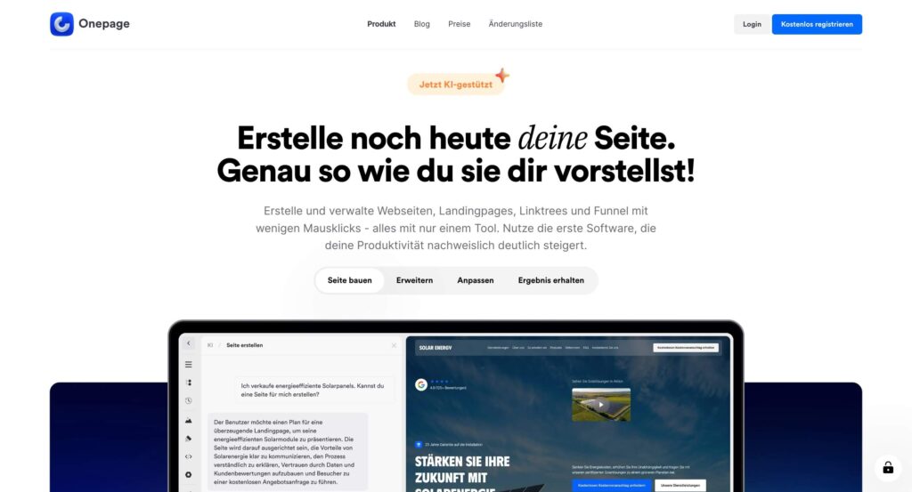 Onepage Website Baukasten