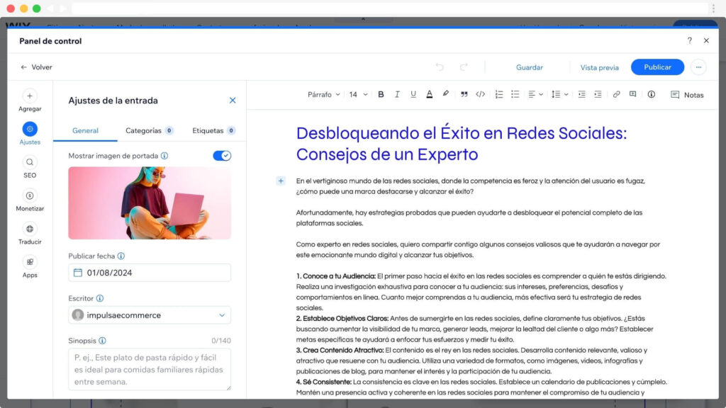 Blogging Wix