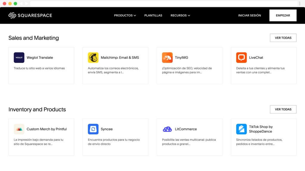 Extensiones Squarespace