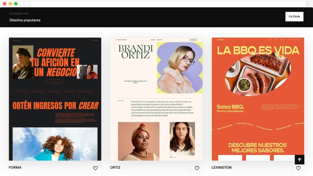 plantillas Squarespace