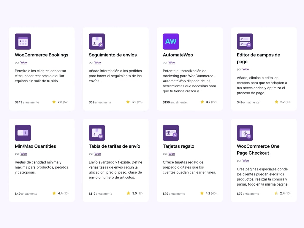 Extensiones para WooCommerce