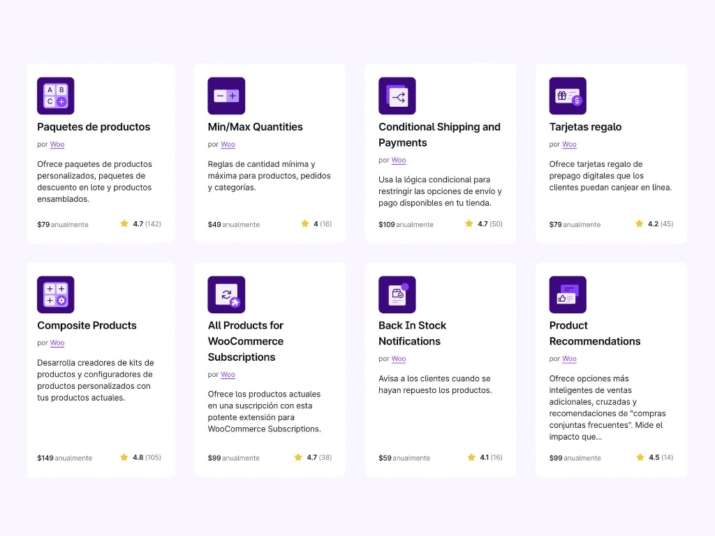 Extensiones WooCommerce