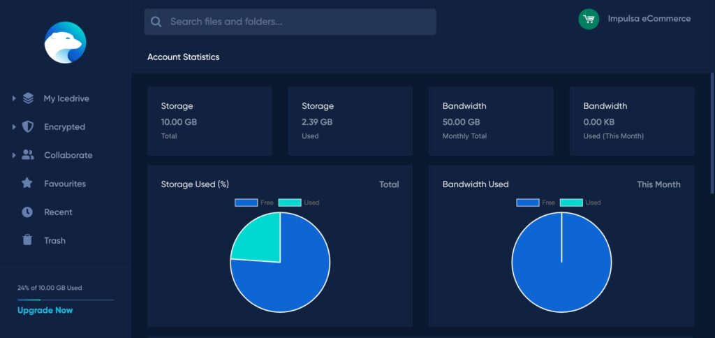 Account Statistics Icedrive