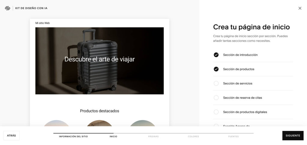 Squarespace Generador Sitios web IA