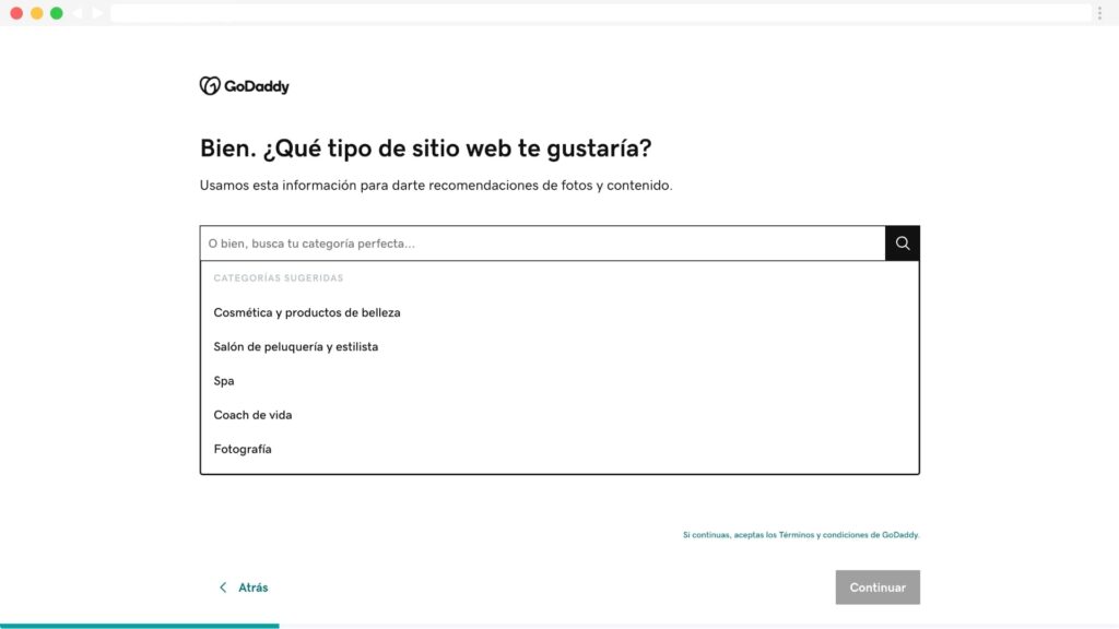 Registro GoDaddy Website Builder