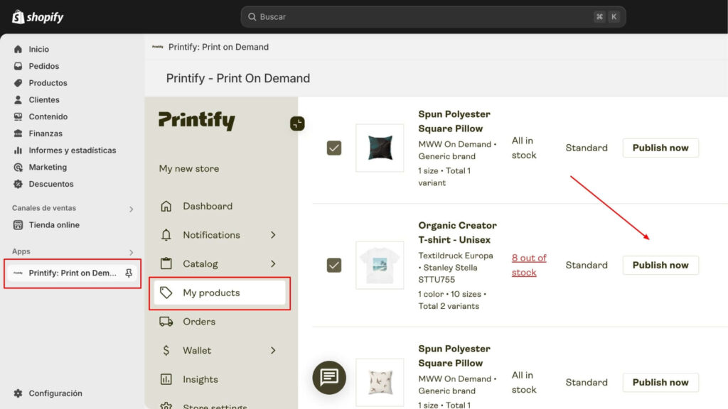 Agregar Productos Printify en Shopify
