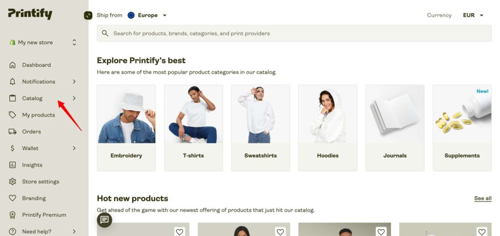 Elegir productos Printify