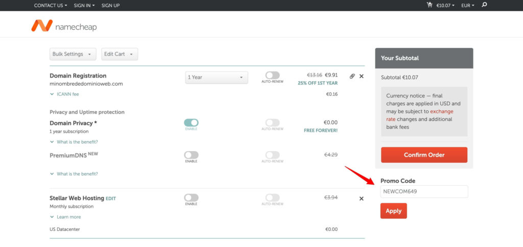 Namecheap registro de dominios