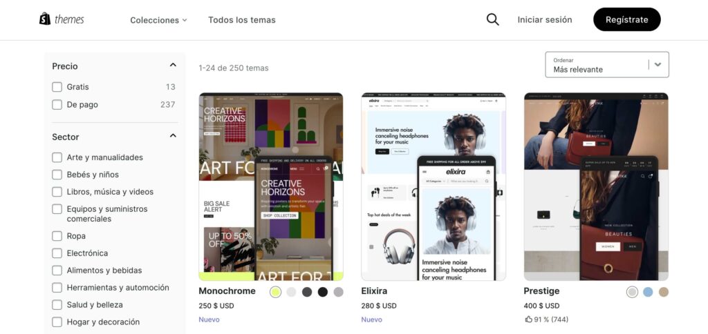 Plantillas eCommerce Shopify