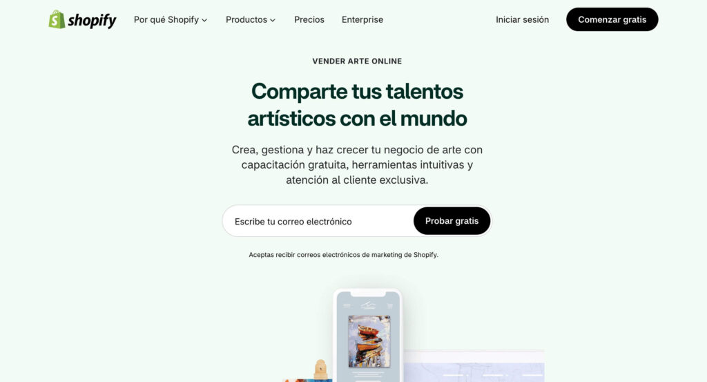 Vender arte online con Shopify