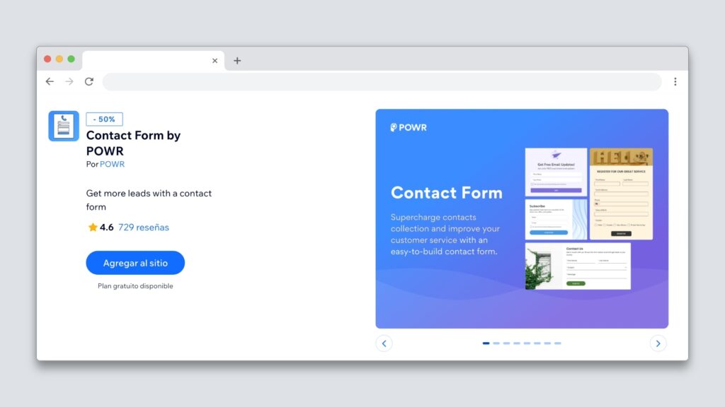 Contact Form App para formularios en Wix