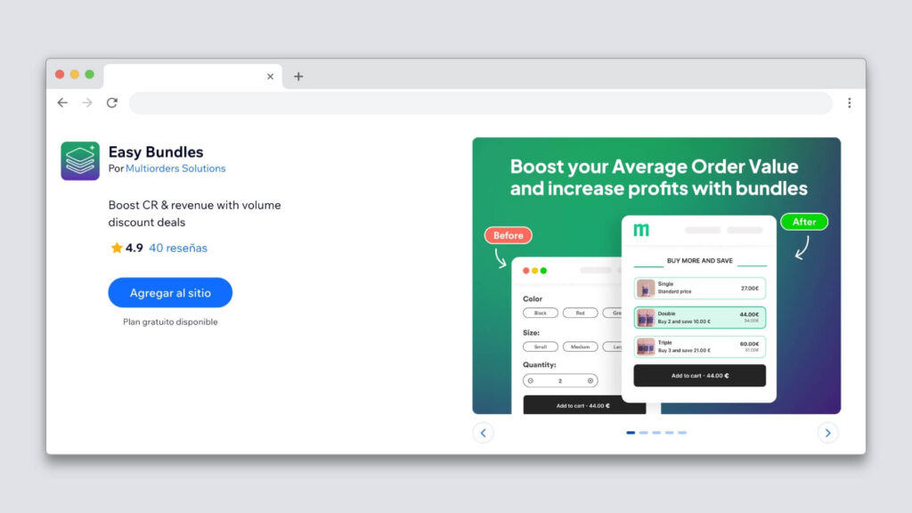 Easy Bundles app para Wix