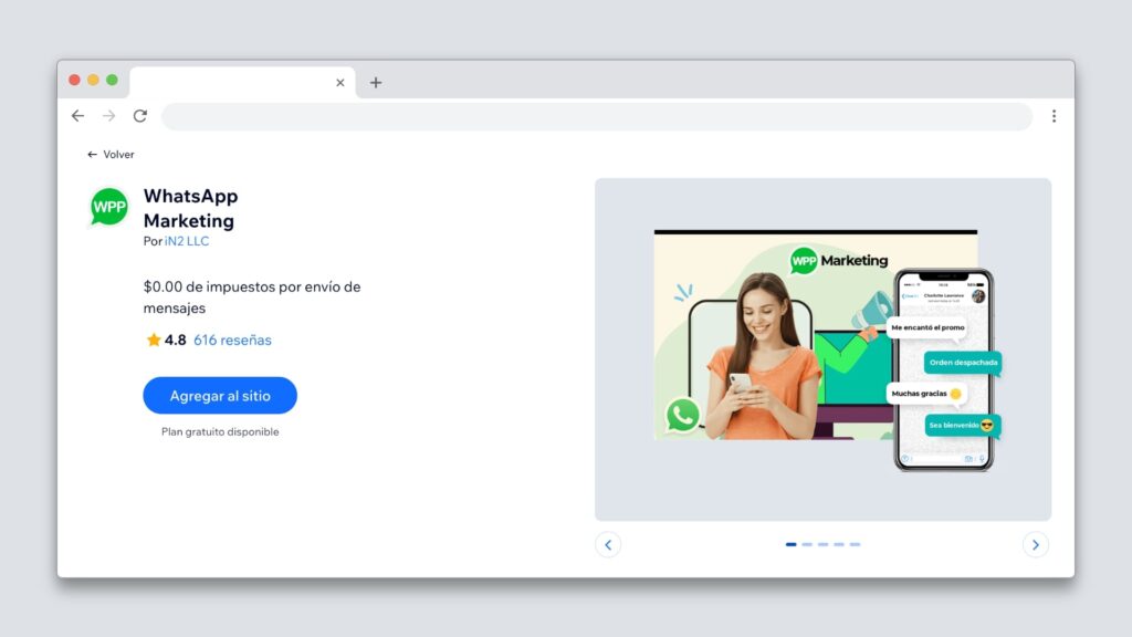 WhatsApp Marketing App para sitios web Wix