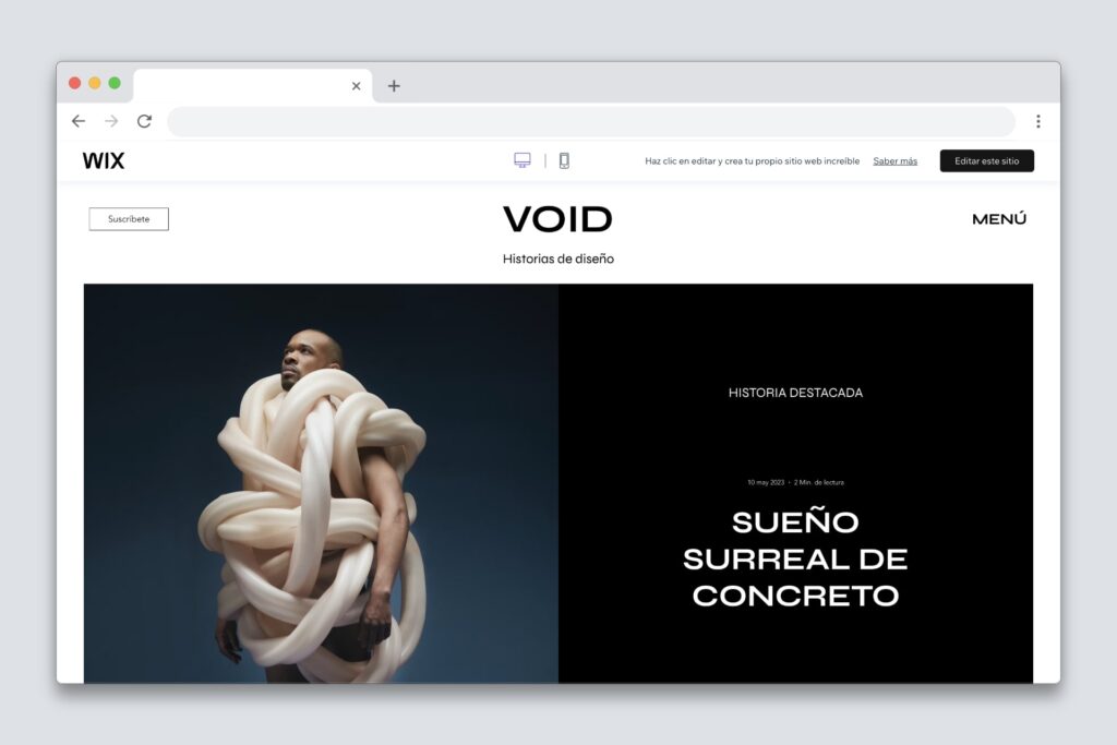 Plantilla Wix blog de diseño