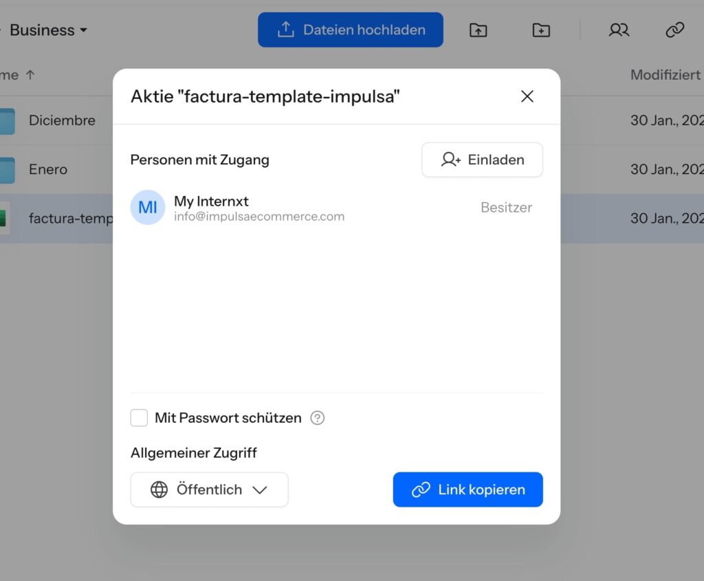 Internxt dateien teilen