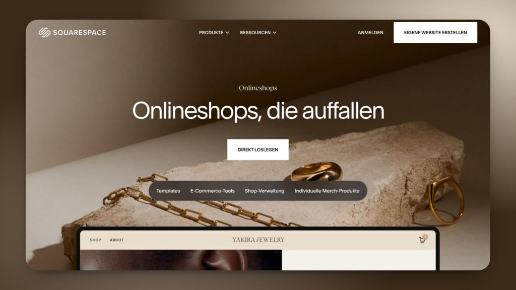 Onlineshop baukasten Squarespace
