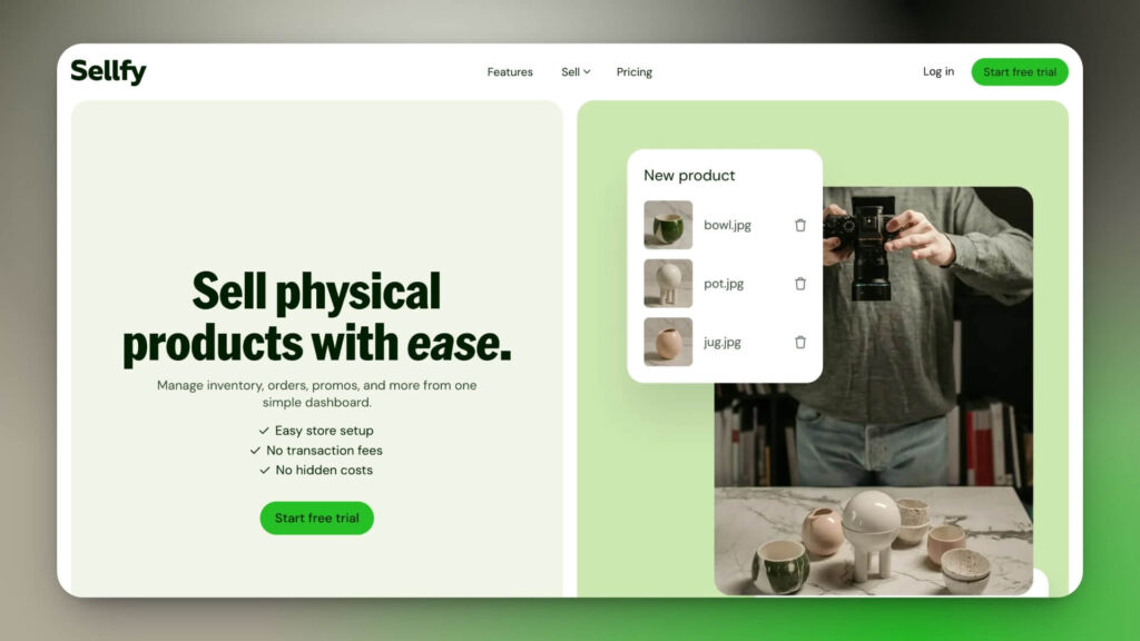 Sellfy ecommerce site builder