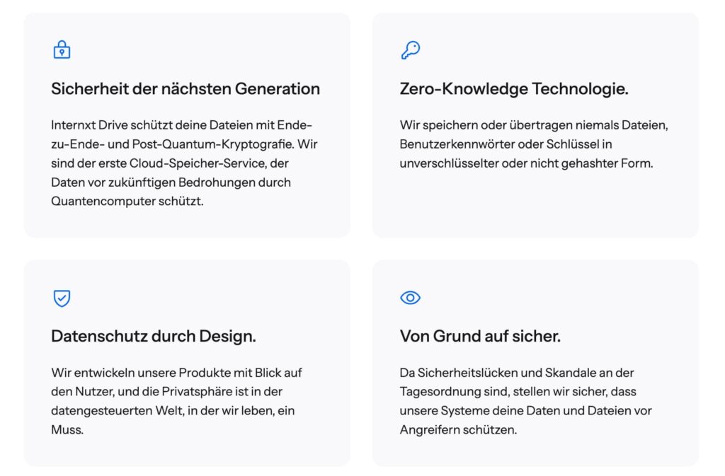 Funktionen von Internxt