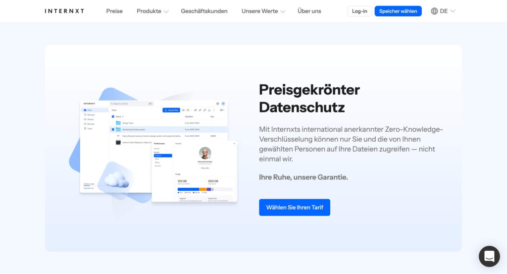 Internxt Privater und sicherer Cloud Speicher