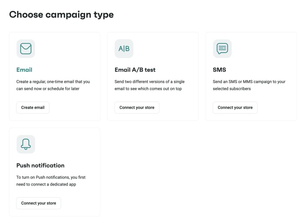 Omnisend Campaign types