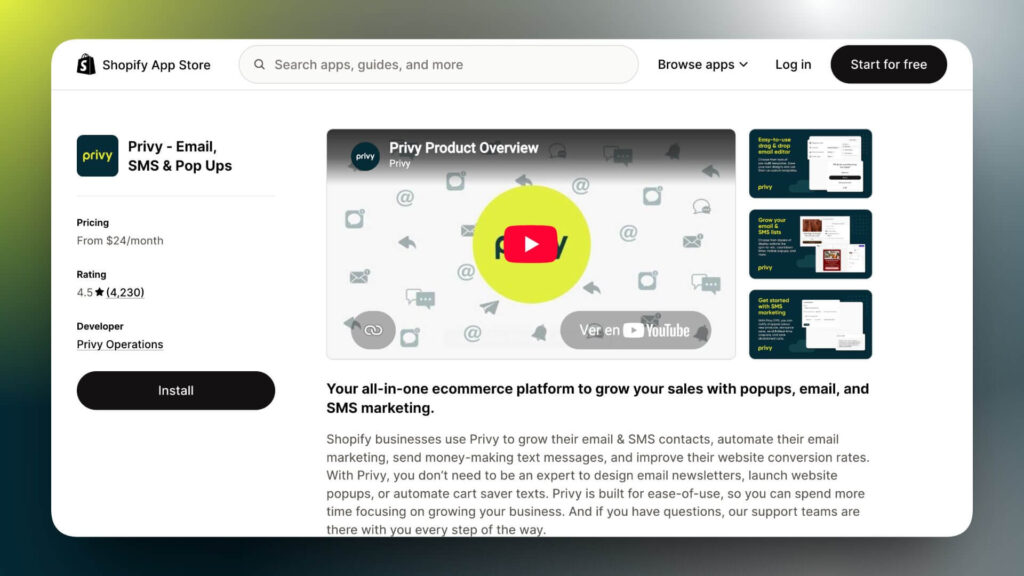 Privy App with Email, SMS and Pop Ups for Shopify