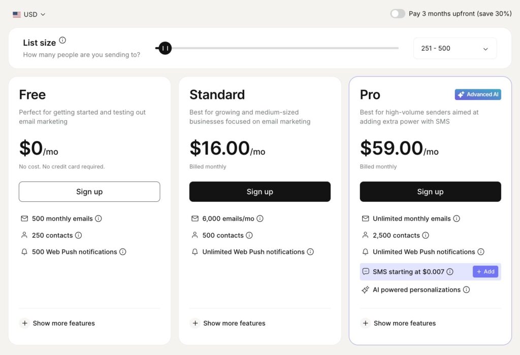 Omnisend Pricing Plans
