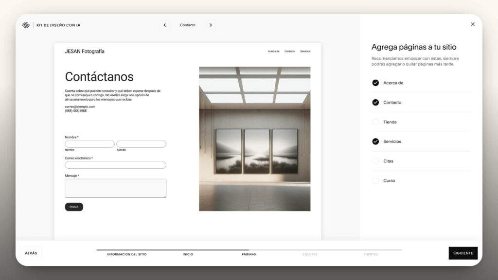 paginas adicionales Squarespace AI