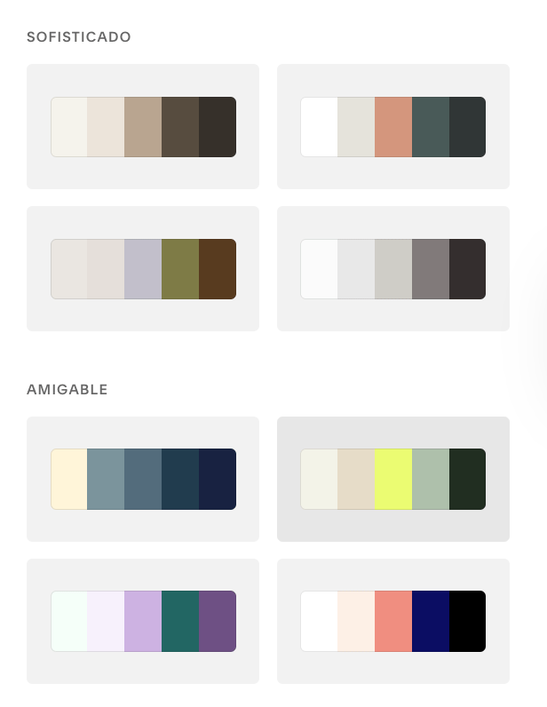 paleta de colores Squarespace