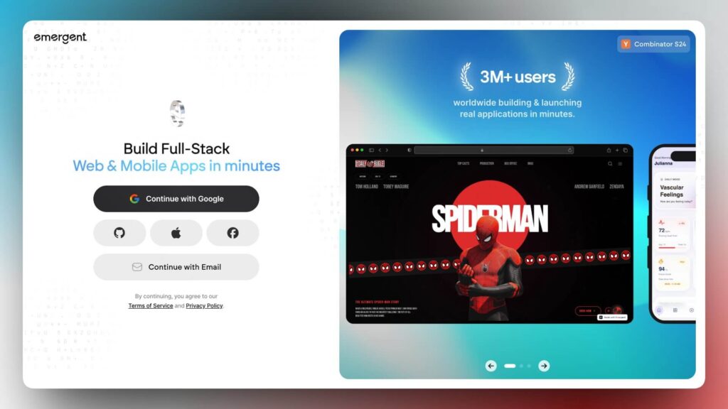 Emergent AI Website Builder for portfolio websites