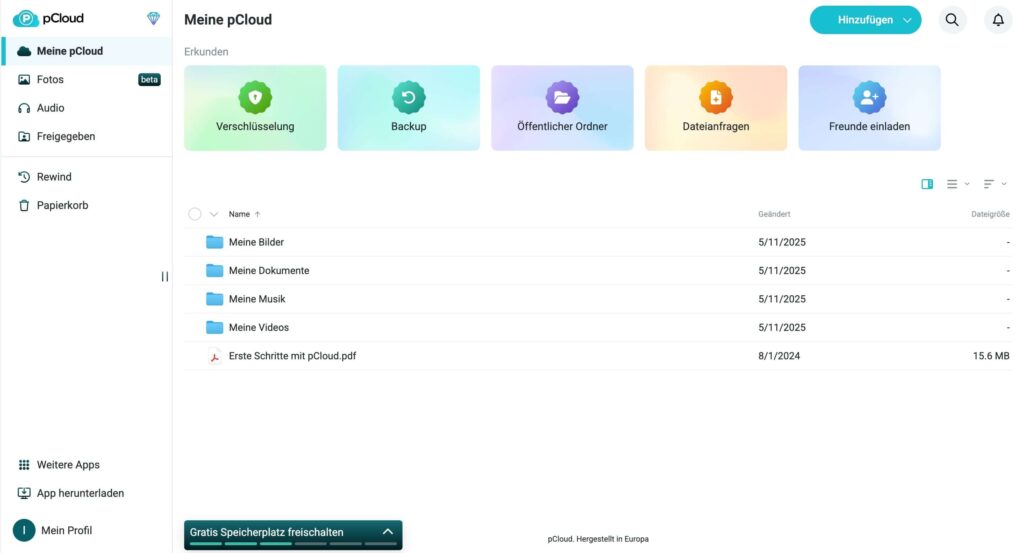 pCloud File Manager Web Interface