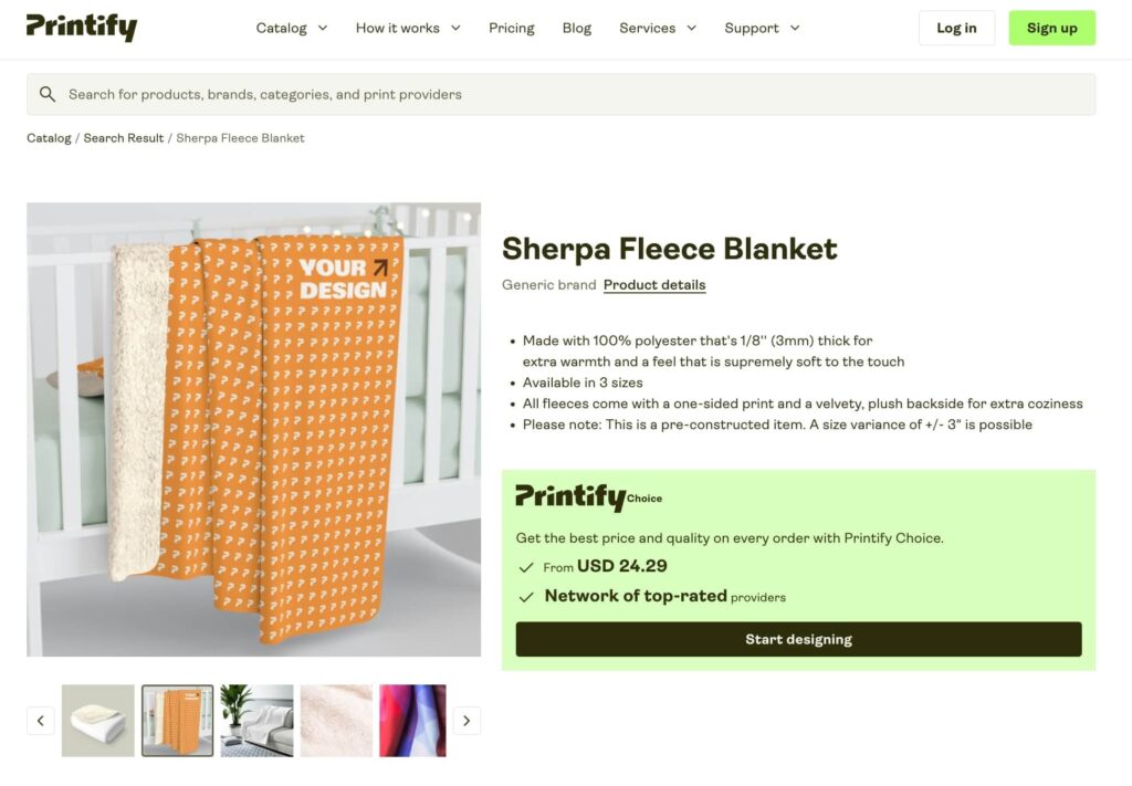 Custom-Sherpa Fleece Blanket POD Printify