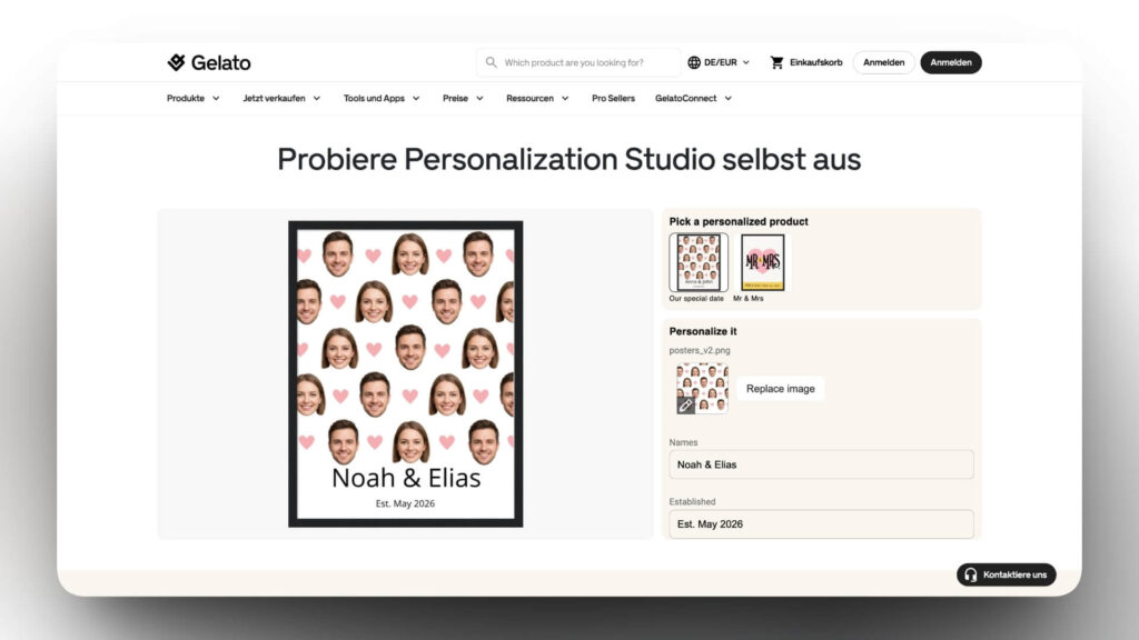 Gelato Personalization Studio Tool für Valentinstag