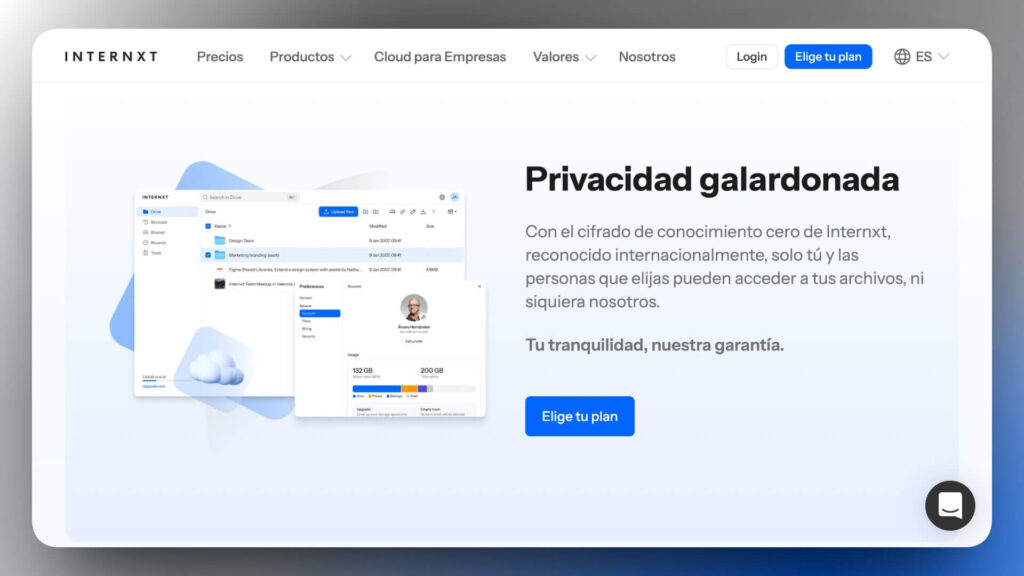 Internxt almacenamiento en la nube cifrado
