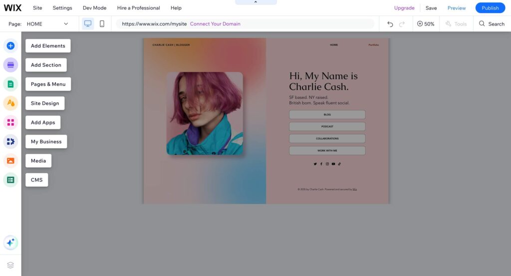 Wix Website Editor Example