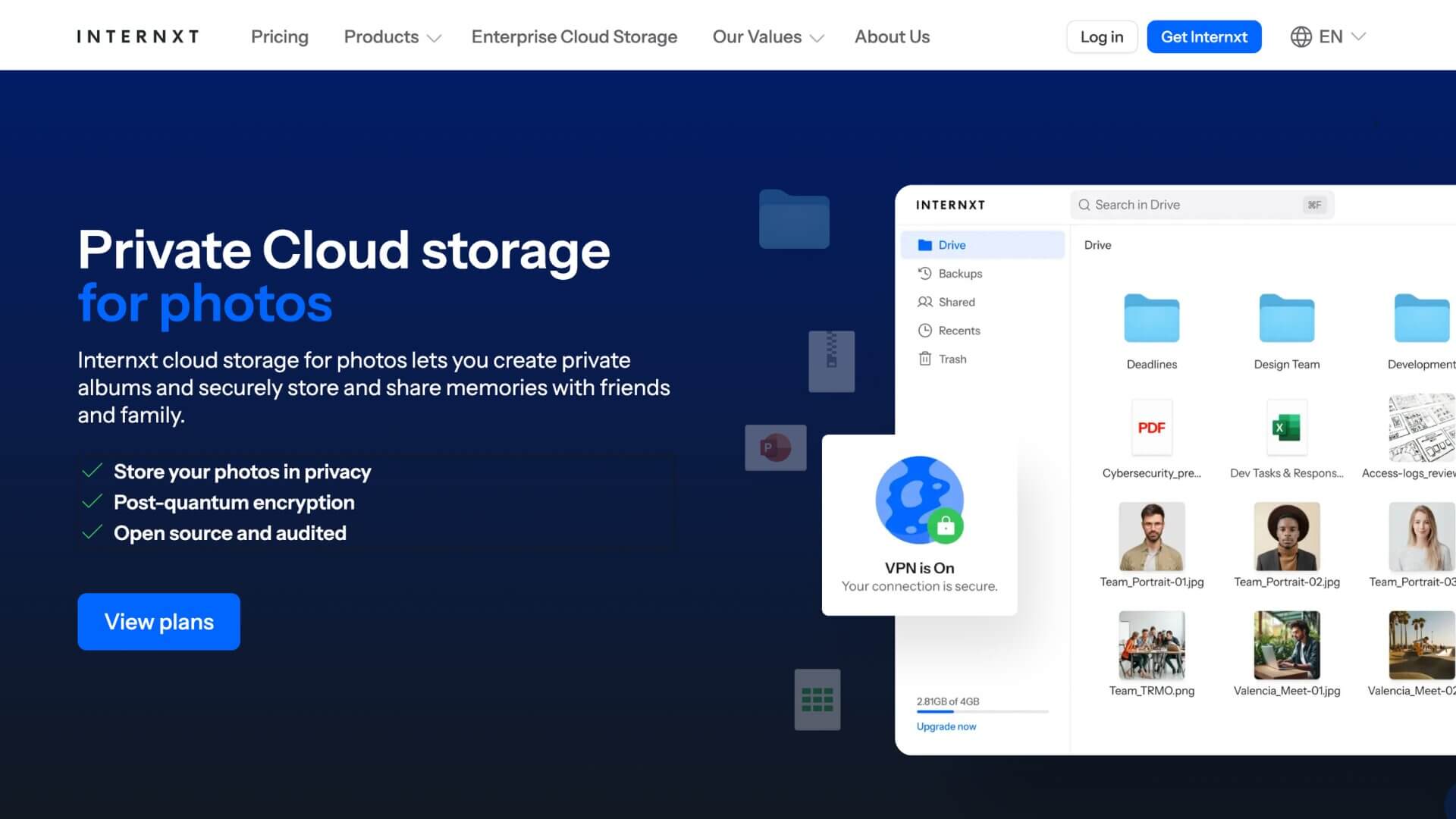 Internxt almacenamiento privado de fotos en la nube