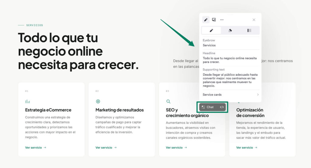 Onepage editar secciones