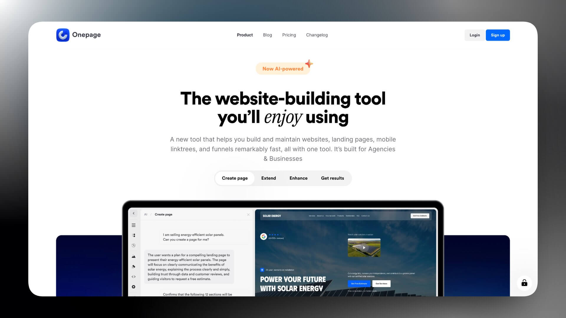 Onepage sitios web con IA